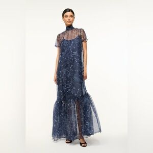 brown floral midi dress RIXO Noraya Silk-Satin Devoré Midi Bouquet Brown main image 1
